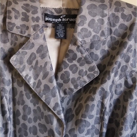 Joseph Israel Women's Belted Jacket Cheetah Belted Lined Button Fall Size Large - Picture 2 of 7